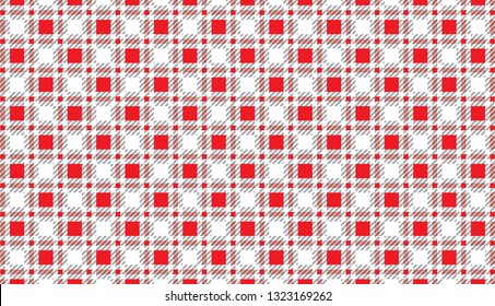 Red and white tartan plaid pattern.Scottish Woven Pattern.Texture for : plaid,tablecloths,clothes,shirts, dresses, paper,bedding,blankets,quilts and other textile products.- Vector