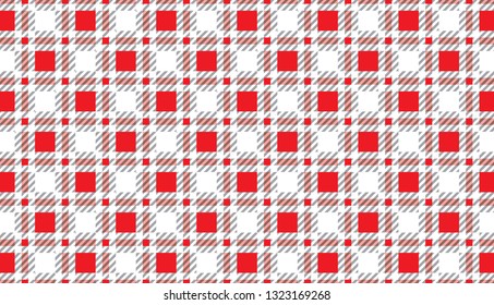 Red and white tartan plaid pattern.Scottish Woven Pattern.Texture for : plaid,tablecloths,clothes,shirts, dresses, paper,bedding,blankets,quilts and other textile products.- Vector