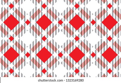Red and white tartan plaid pattern.Scottish Woven Pattern.Texture for : plaid,tablecloths,clothes,shirts, dresses, paper,bedding,blankets,quilts and other textile products.- Vector