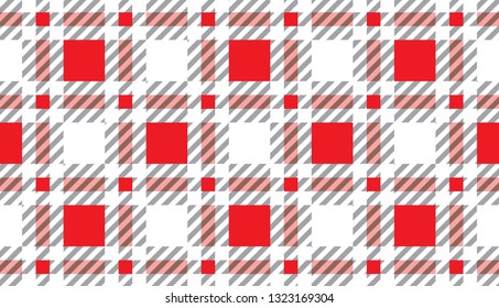 Red and white tartan plaid pattern.Scottish Woven Pattern.Texture for : plaid,tablecloths,clothes,shirts, dresses, paper,bedding,blankets,quilts and other textile products.- Vector