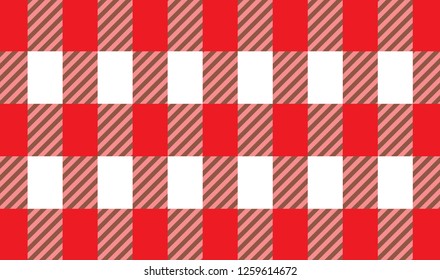 Red and white tartan plaid pattern.Texture from rhombus for - plaid,clothes, shirts, dresses, paper, bedding, blankets, quilts and other textile products.Vector illustration.EPS-10.