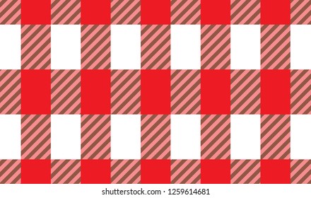 Red and white tartan plaid pattern.Texture from rhombus for - plaid,clothes, shirts, dresses, paper, bedding, blankets, quilts and other textile products.Vector illustration.EPS-10.