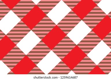 Red and white tartan plaid pattern.Texture from rhombus for - plaid,clothes, shirts, dresses, paper, bedding, blankets, quilts and other textile products.Vector illustration.EPS-10.