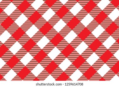 Red and white tartan plaid pattern.Texture from rhombus for - plaid,clothes, shirts, dresses, paper, bedding, blankets, quilts and other textile products.Vector illustration.EPS-10.