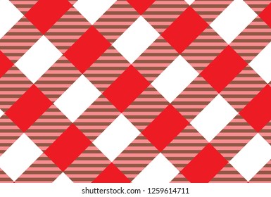 Red and white tartan plaid pattern.Texture from rhombus for - plaid,clothes, shirts, dresses, paper, bedding, blankets, quilts and other textile products.Vector illustration.EPS-10.