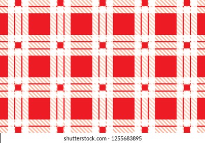 Red and white tartan plaid pattern.Vector illustration.EPS-10.