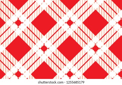 Red and white tartan plaid pattern.Vector illustration