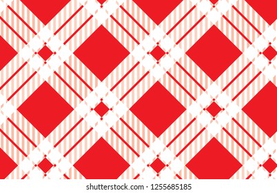 Red and white tartan plaid pattern.Vector illustration
