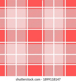 Red and white tartan seamless pattern background