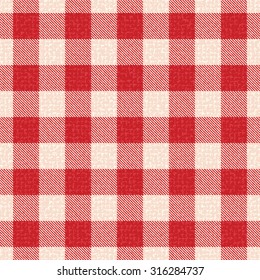 Red and white textured plaid gingham vector pattern background 5