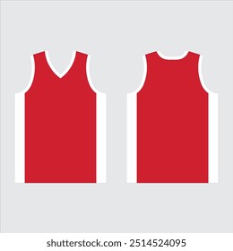 Tshirt de basquete tema vermelho e branco arte ou design singlet.