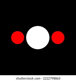 Red white red three dot on black icon.