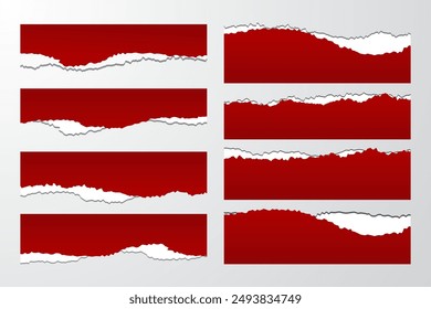 Red White Torn Paper Border Design