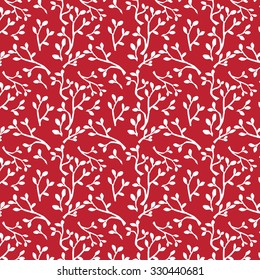 Red and White Tree Branch Background Pattern - Vector