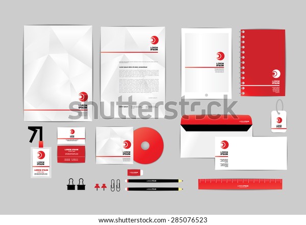 Red White Triangle Corporate Identity Template Stock Vector Royalty Free