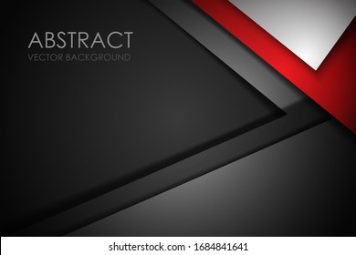 Red white triangle geometric vector background overlap layer on black grey space for text and background design