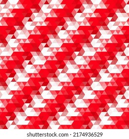 Red and white triangles. Abstract geometric background. Vector graphics.