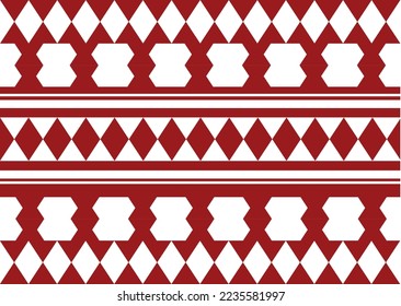 red and white tribal traditional ikat ethnic pattern, design for ikat background, argyle fabric, red gingham. Produced in many traditional textile centers around the world. including in India