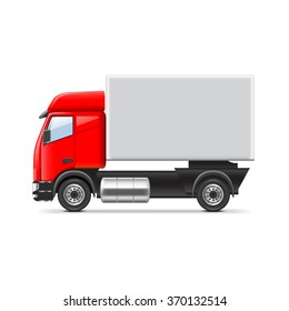 Red and white truck isolated realistic vector illustration