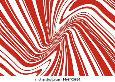 Red and white twisted wavy lines of different thicknesses. Texture of Christmas candy cane. Vector illustration