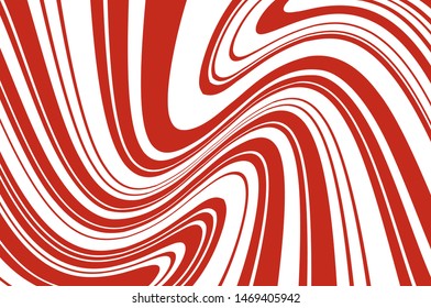 Red and white twisted wavy lines of different thicknesses. Texture of Christmas candy cane. Vector illustration