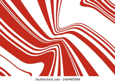 Red and white twisted wavy lines of different thicknesses. Texture of Christmas candy cane. Vector illustration