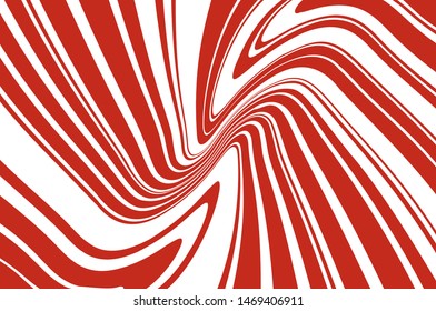 Red and white twisted wavy lines of different thicknesses. Texture of Christmas candy cane. Vector illustration