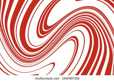 Red and white twisted wavy lines of different thicknesses. Texture of Christmas candy cane. Vector illustration