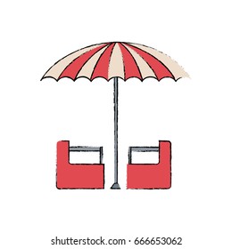 red and white umbrella circus equipment vector illustration