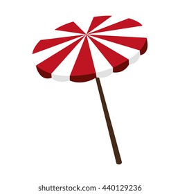 red and white umbrella front view over isolated background,vector illustration