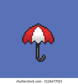 red and white umbrella in pixel style
