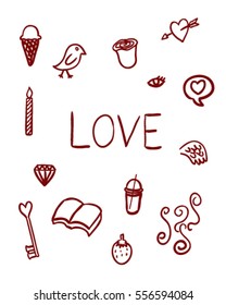 Red and white Valentine day doodle vector art