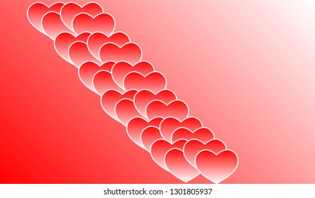 Red and white Valentines Day hearts isolated on red background. Vector illustration EPS 10.
