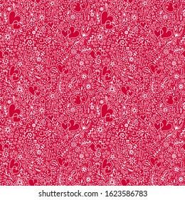 red and white valentine's day seamless vector pattern with hearts