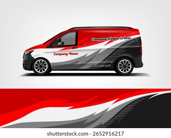 Vermelho e branco Van Wrap Bold Sweep Stripe gráfico com contraste preto