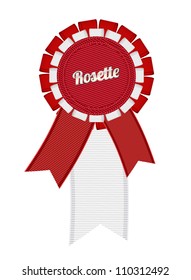 Red / white vector detailed fabric textured ribbon rosette