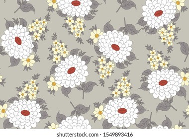 red and white vector flowers on brown background