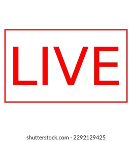 Gráfica vectorial roja y blanca de un simple signo para el aire en vivo, como puede encontrarse en una estación de radio