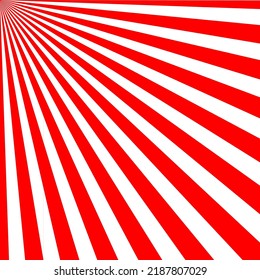 Graphique vectoriel rouge et blanc du soleil stylisé et des rayons qui s'en dégagent