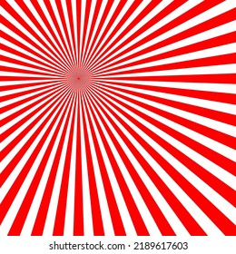 Graphique vectoriel rouge et blanc du soleil stylisé et des rayons qui s'en dégagent