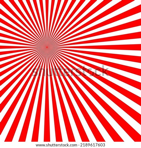 Red and white vector graphic of stylized sun and rays emanating