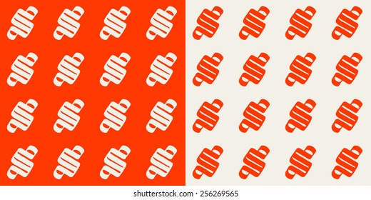 red and white vector pattern set with abstract geometric shapes