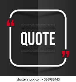 Red and white vector rounded frame with place for your quote at black folded paper background