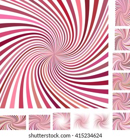 Red and white vector spiral design background set. Different color, gradient, screen, paper size versions.