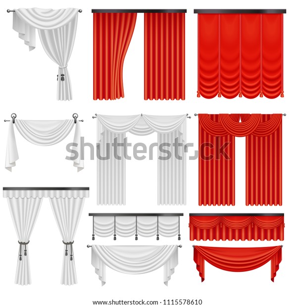 Red White Velvet Silk Curtains Draperies Stock Image Download Now