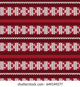 red and white vertical triangle striped with white row and double red row knitting pattern background vector illustration image