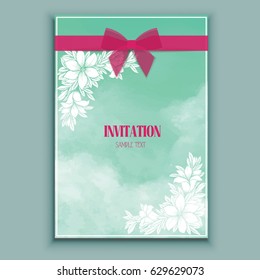 Red and white watercolor invitation card