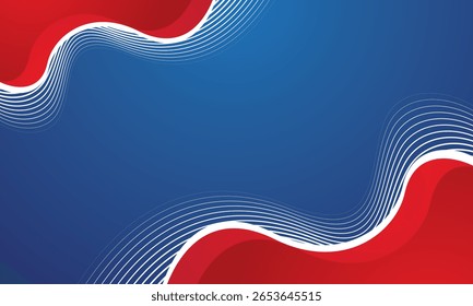 Onda blanca roja sobre fondo azul degradado