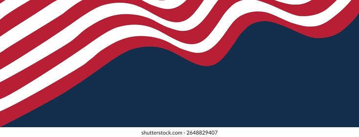 A Red and white wave over dark blue USA flag abstract banner
