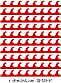 Red and white waves art
